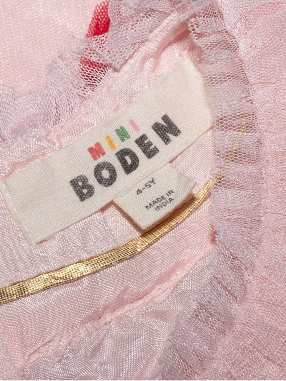 Mini Boden Tiered Tulle Dress | Chalk Pink Hearts